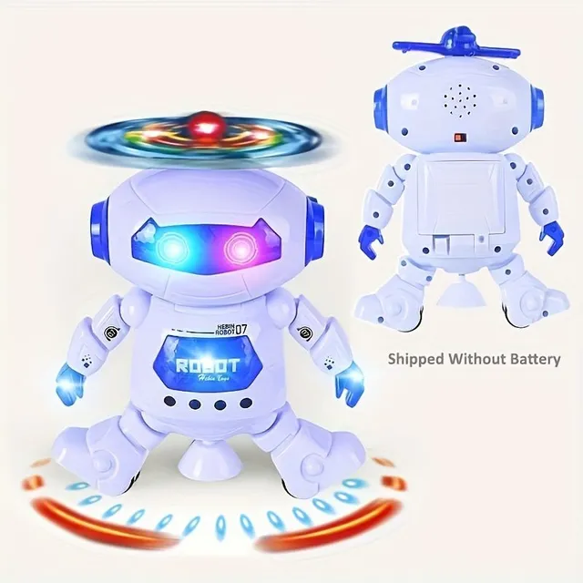 Tančící robot s hudbou a světly pro zábavu dětí (otáčení o 360°)