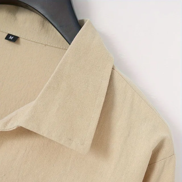 Men's breathable linen shirt in casual vintage style with long sleeves and buttons