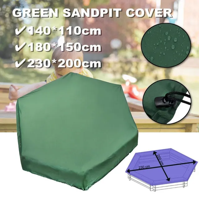 Waterproof dustproof cover for hexagonal sandbox with drawstring