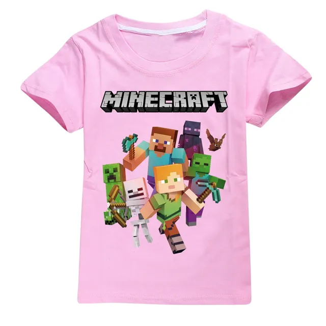 T-shirt en coton pour enfant à manches courtes Minecraft