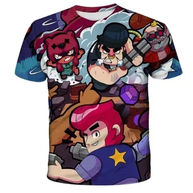 Koszulka unisex z kolorowymi nadrukami w motywy Brawl Stars