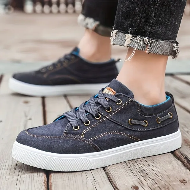 Men's canvas skateboard sneakers, breathable and light for laceration