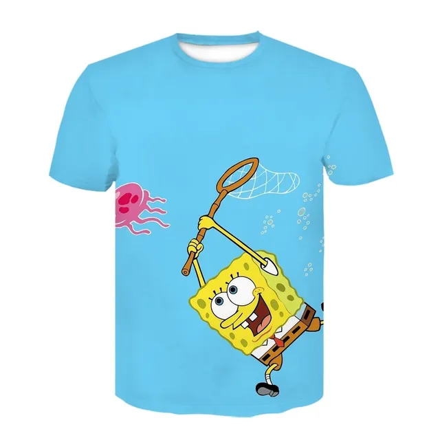 Summer unisex t-shirt with funny 3D print SpongeBob D-1397 S