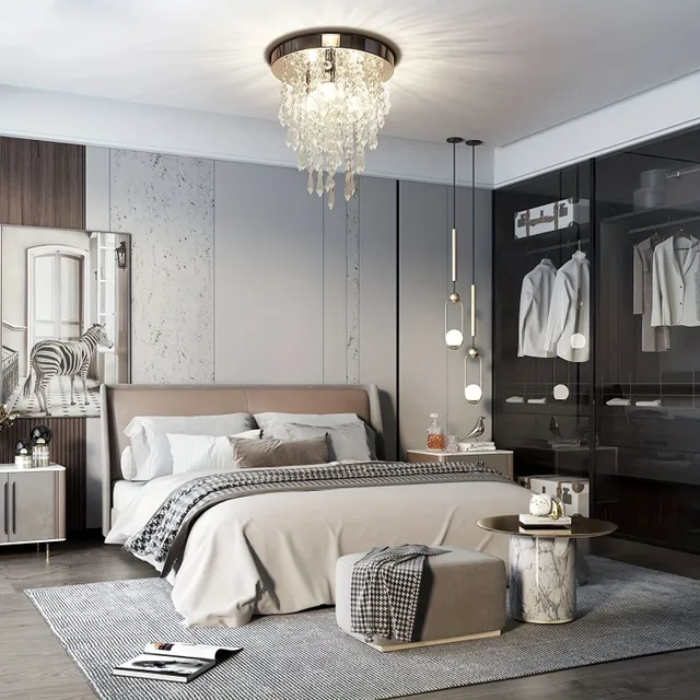 Miniature crystal ceiling chandelier - Elegant modern embedded ceiling light for bedroom, hallway, bar, living room