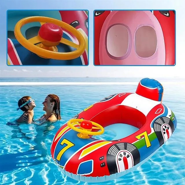 Inflatable racing car with steering wheel