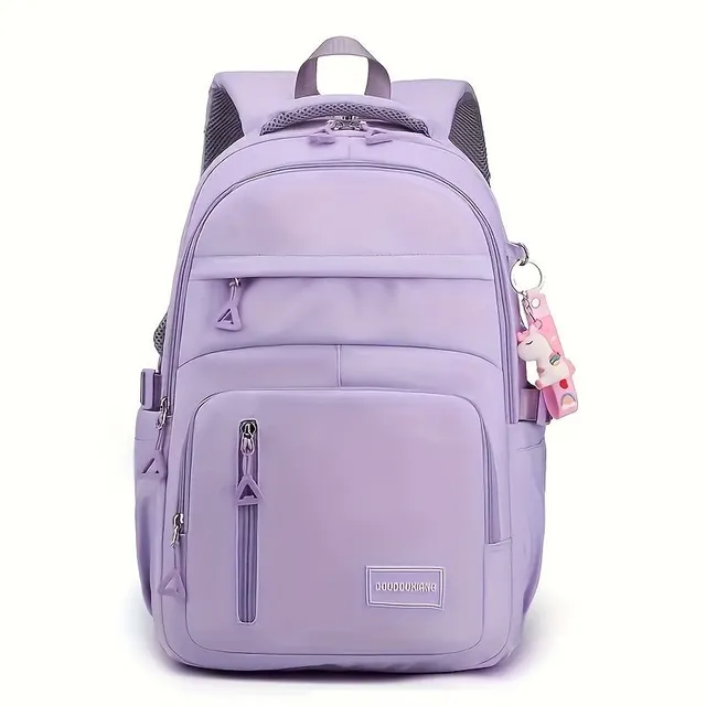 Trendy backpack with many pockets, monochrome, large capacity, ideal for travel and commuting