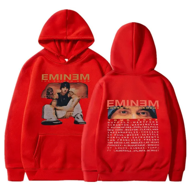 Trends sweatshirt with kangaroo and hood with print of known rapper EMINEM