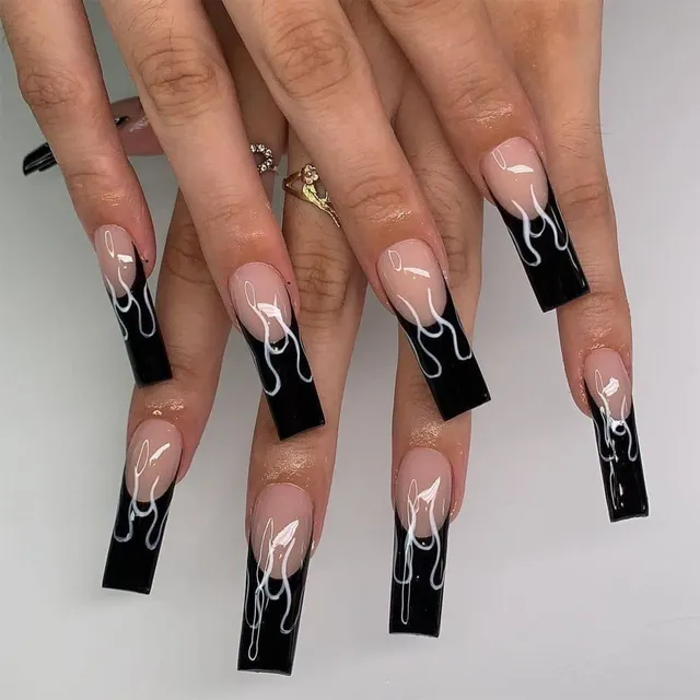 Aesthetic Long Acrylic Coffins Sticky Nails Sticker Makeup Fashion Fits
