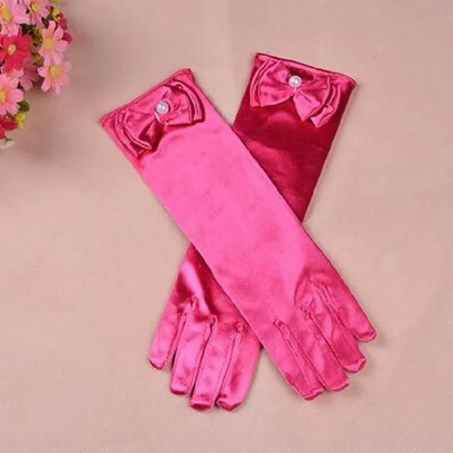 Children's satin gloves long