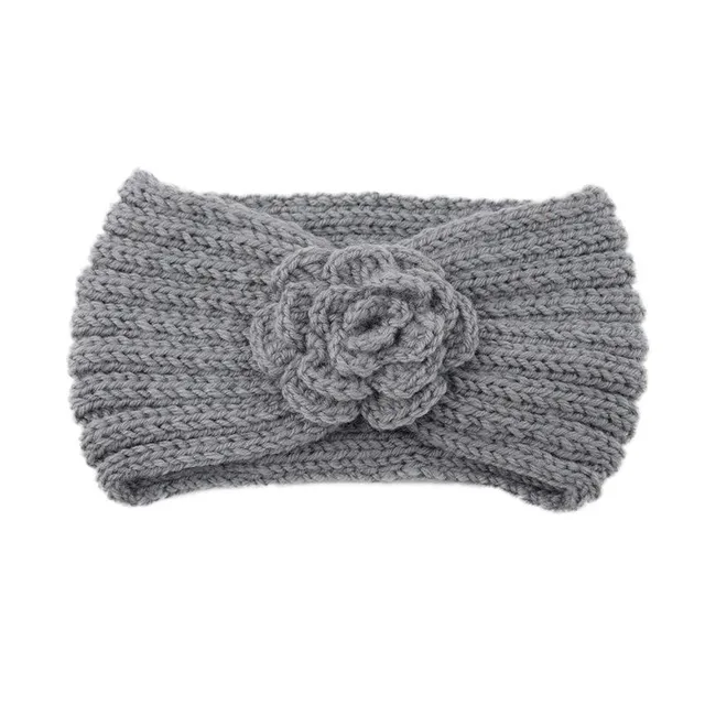 Women's winter knitted headband with flower