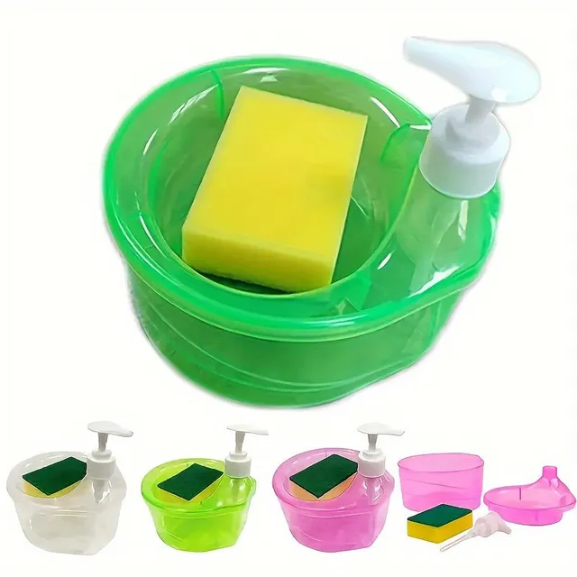 Dish dispenser with integrated sponge holder - durable plastic