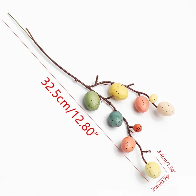 Easter decorative branch with artificial coloured eggs