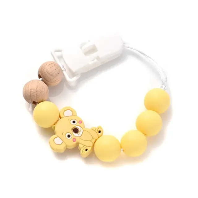Silicone pacifier clip with bite and pet motif
