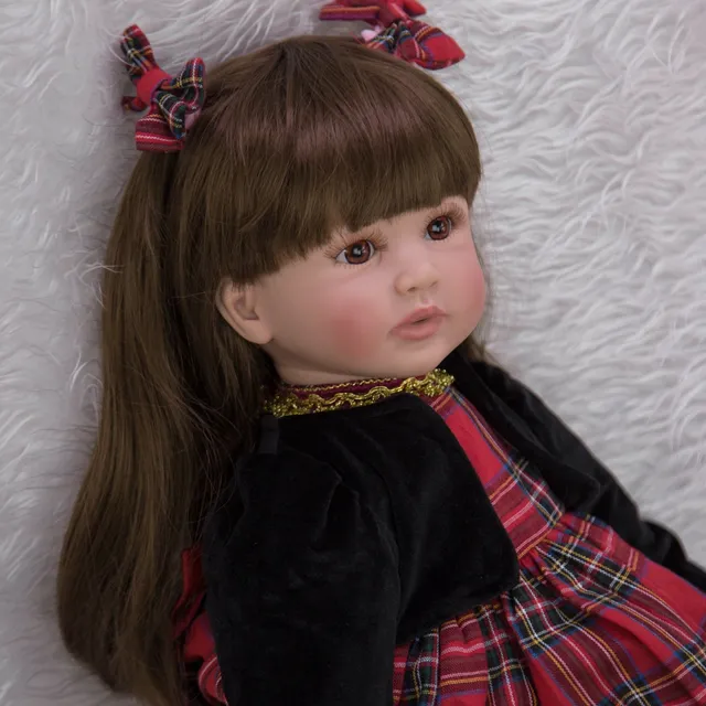 Realistic doll with long hair 60 cm