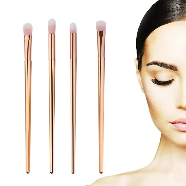 Set of 4 eyeshadow brushes in golden pink