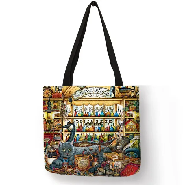 Women's shopping canvas bag with print Anime - on the shoulder