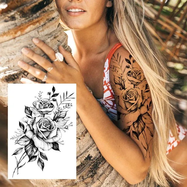 Tatuaj temporar sexy cu motive florale pentru femei