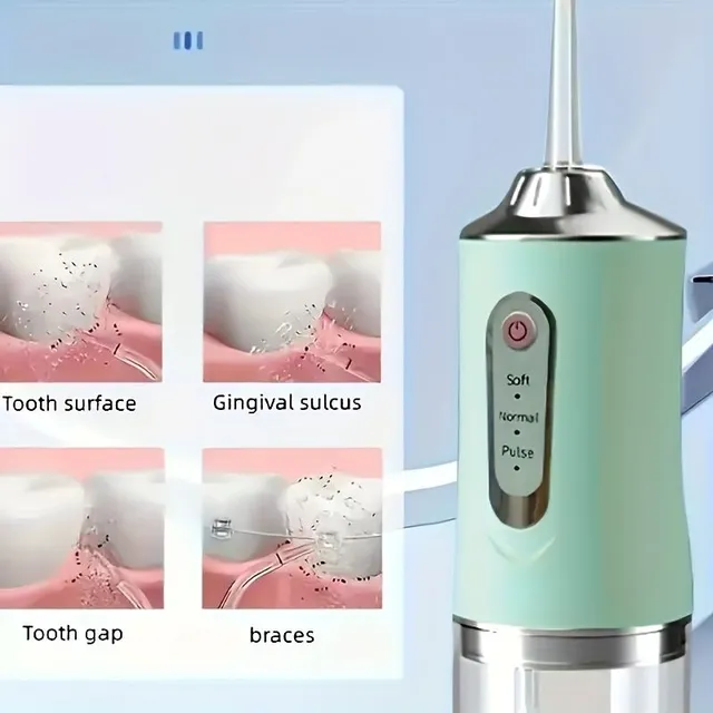 Portable dental rinse removes oral debris