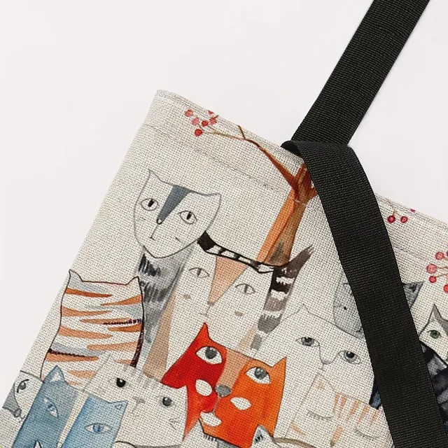 Taška na nákupy s mnoha kočkami a malbou - Letní cestovní plážová taška přes rameno