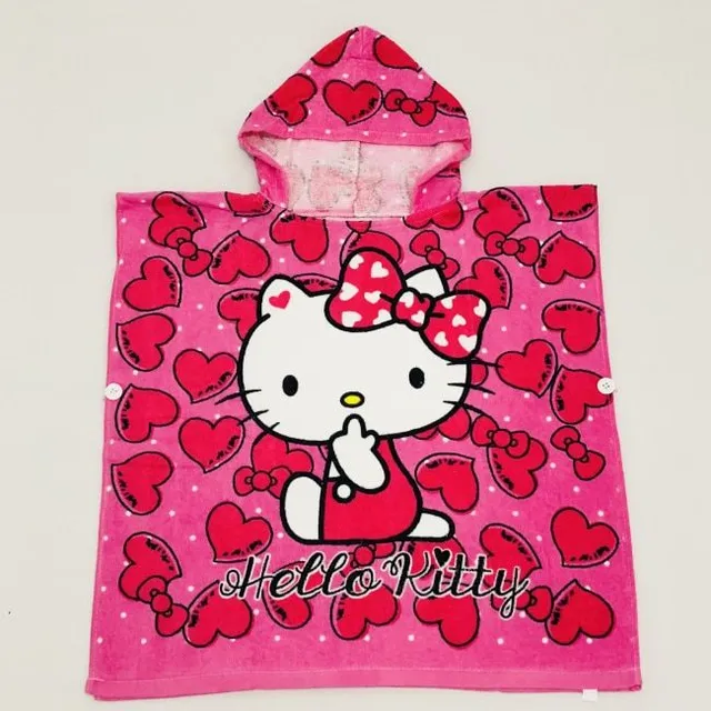 Children's beach towel with cartoon character prints and hood