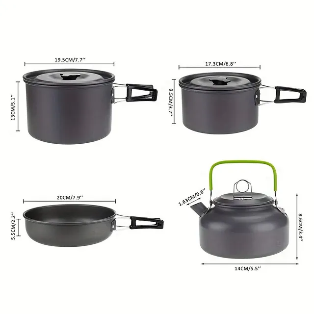 Outdoor Kemping Set of Tea Konvic Z Aluminium alloys For 4-5 Persons, Set of Portable Kemping Konvic With 1 spoon, 1 spoon on rice, 5 plastic bowls and 2 plastic plates A 1 sink, pan, pot To cook