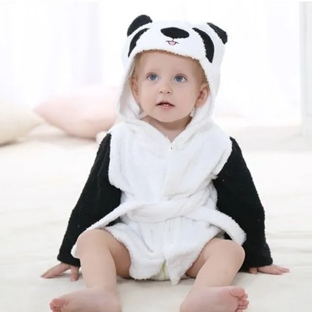 Baby bathrobe with hood and motifs of animals 12