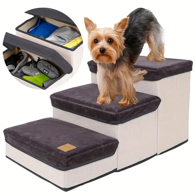 1 pc Foldable 3 storey steps for pets with storage space. Dogs and cats - small and medium breeds