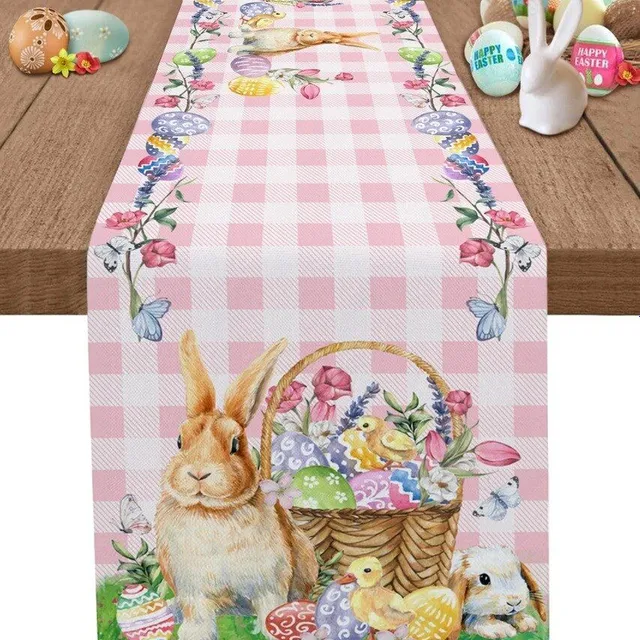 Distinctive Easter table runner with beautiful animals and charming embroidery by Petra