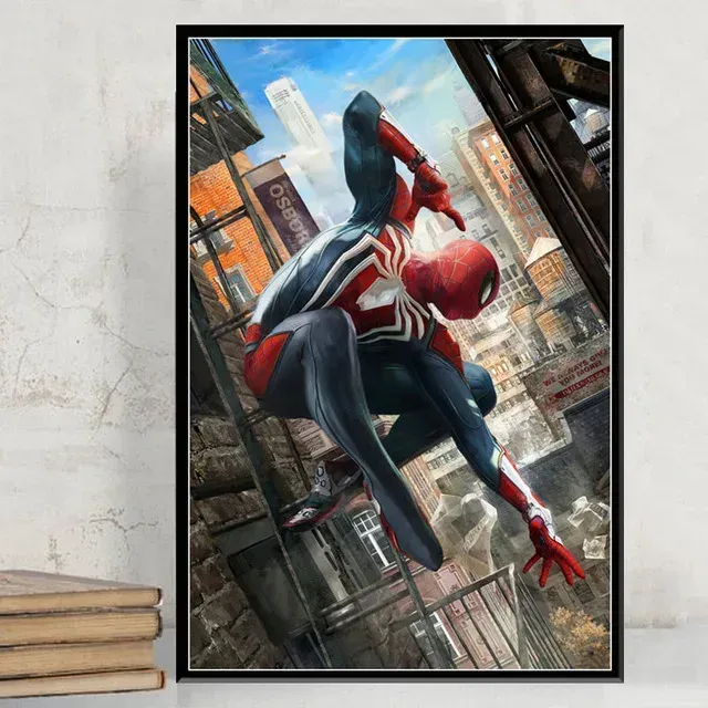 Poster on the wall with superhero motifs Spider-man