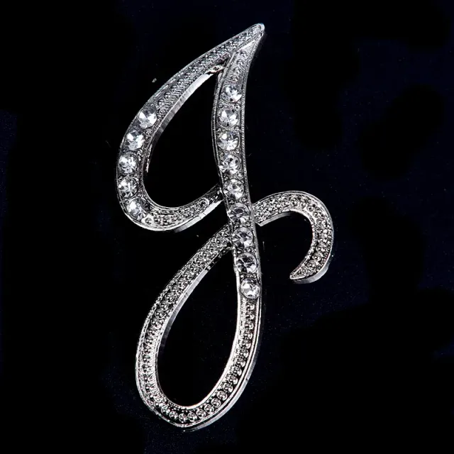 Luxusný ženský brošňový klip s anglickým písmenom A-Z vyrobený z kryštálov a kamienkov