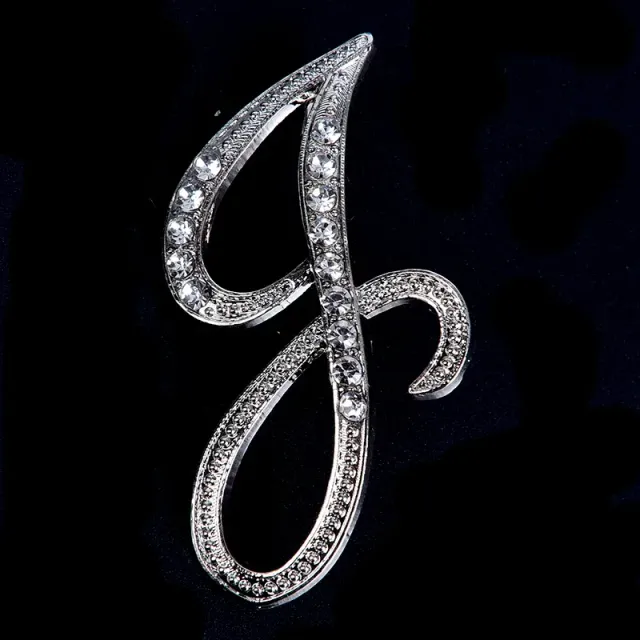 Luxurious women's brooch clip with English letter A-Z made of crystals and rhinestones