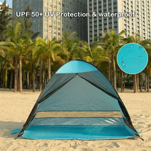 Štýlový a chránený: Ľahko rozložiteľný plážový stan UPF 50+ (1 kus)