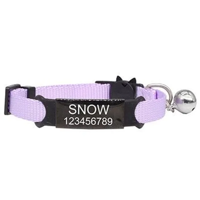 Cat collar with engraving space purple-black