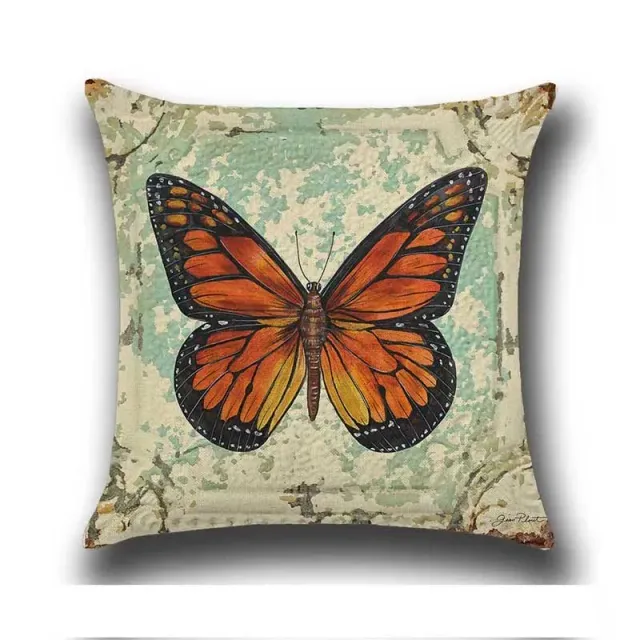 Housse de coussin rétro avec motif de papillon 45*45 cm pour décoration