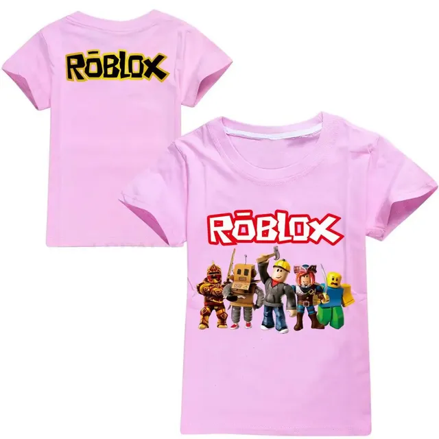 Stylové dětské jednobarevné tričko s krátkým rukávem a potiskem postav ze hry ROBLOX