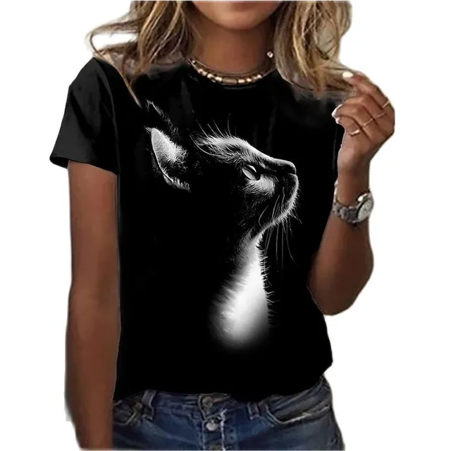 Luxury ladies short sleeve T-shirt made of highly comfortable material with Desmond cat print