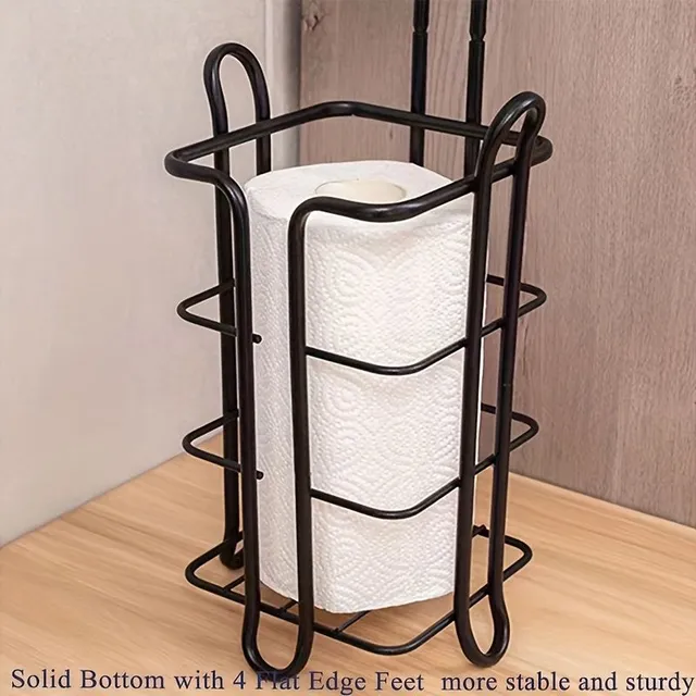 Multipurpose stand for paper towels made of metal with telephone holder, for bathroom