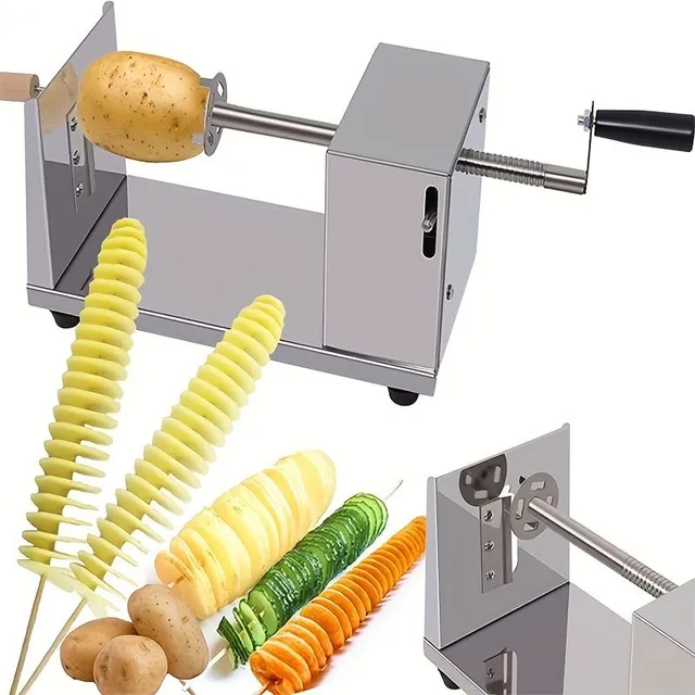 Manuální Tornadorovák na brambory: Spirálový kráječ, nerezová twisterka - i na batáty, cuketu, mrkev, okurku - kuchyňská pomůcka