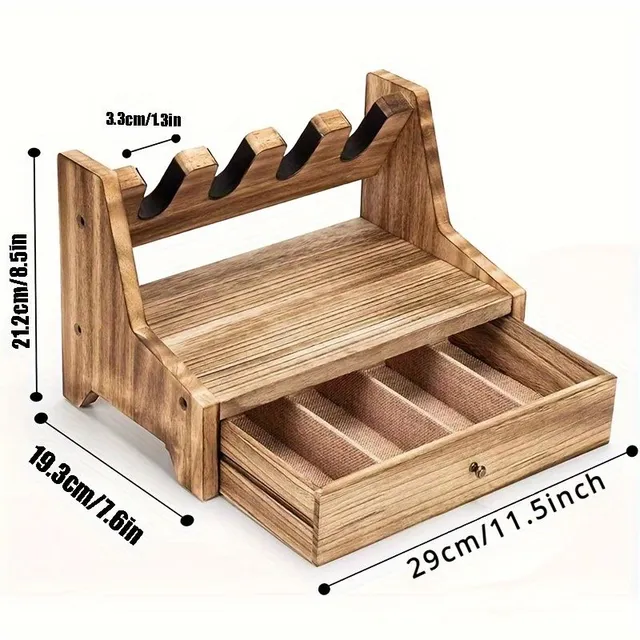 Suport multifuncțional din lemn masiv, organizator robust cu sertar pentru depozitarea accesoriilor