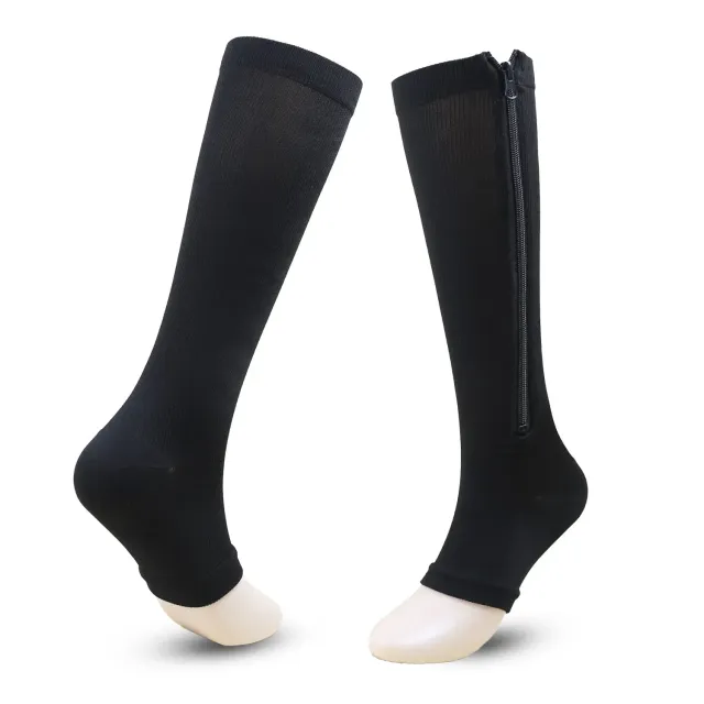 Sports compression socks with zipper for women against varicose veins