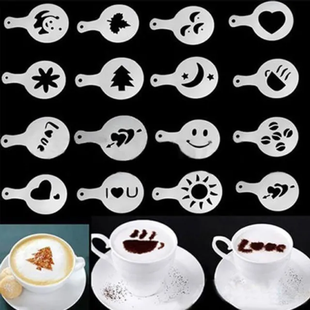 Šablony obrázků na kávu - 16 kusů