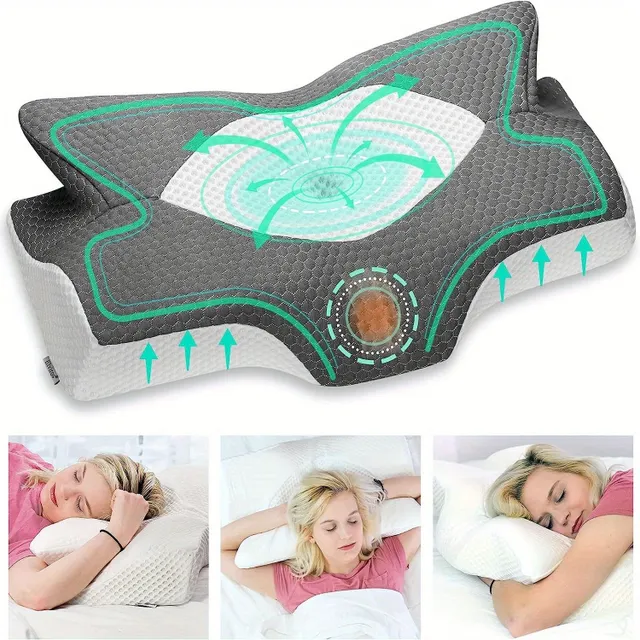 Anatomical memory foam pillow for neck and shoulder pain - for all sleeping positions