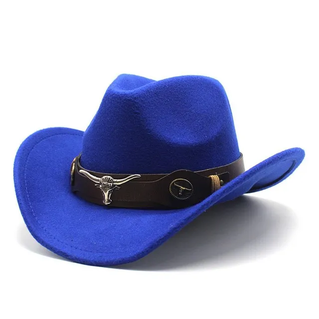 Luxusní unisex jednobarevný trendy luxusní westernový klobouk s ozdobou