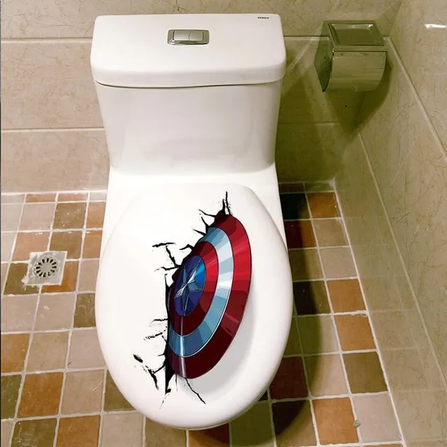 3D sticker on toilet seat © Avengers