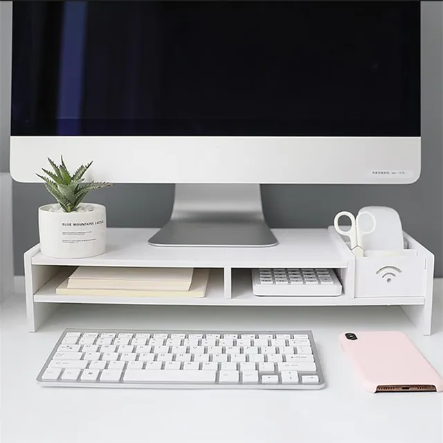 Multifunctional computer monitor stand with shelf