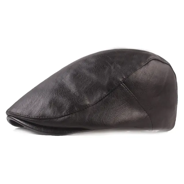 Male leather beret - Retro flat hat driver