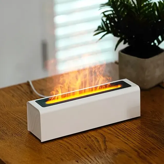 Barevný difuzér s imitací plamene, USB připojení, vůně pro kancelář a domov, zvlhčování vzduchu