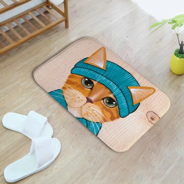 Bathrobe mat with cat