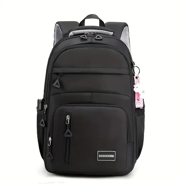 Trendy backpack with many pockets, monochrome, large capacity, ideal for travel and commuting