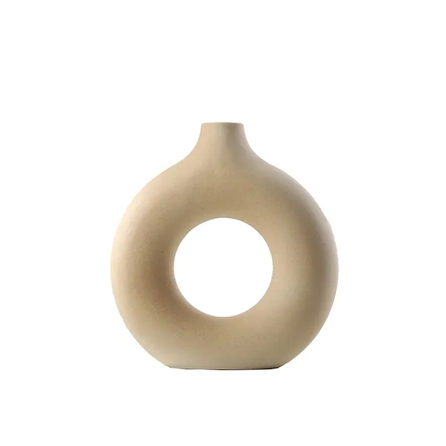 Creative ceramic vase in the shape of a doughnut - Round Hollow Florist